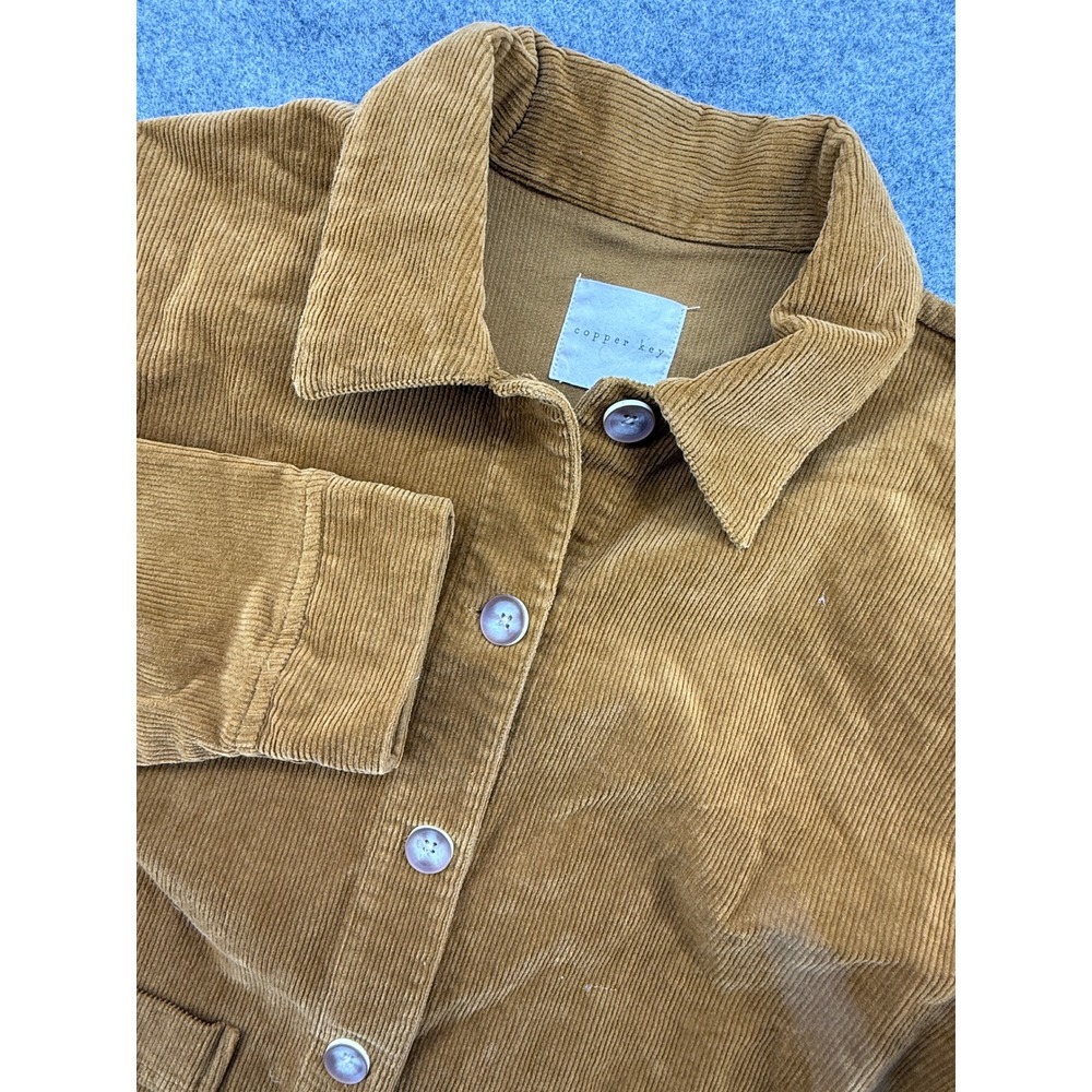 Copper Key Corduroy Jacket Women Large Tan Button Down Pocket Shacket
